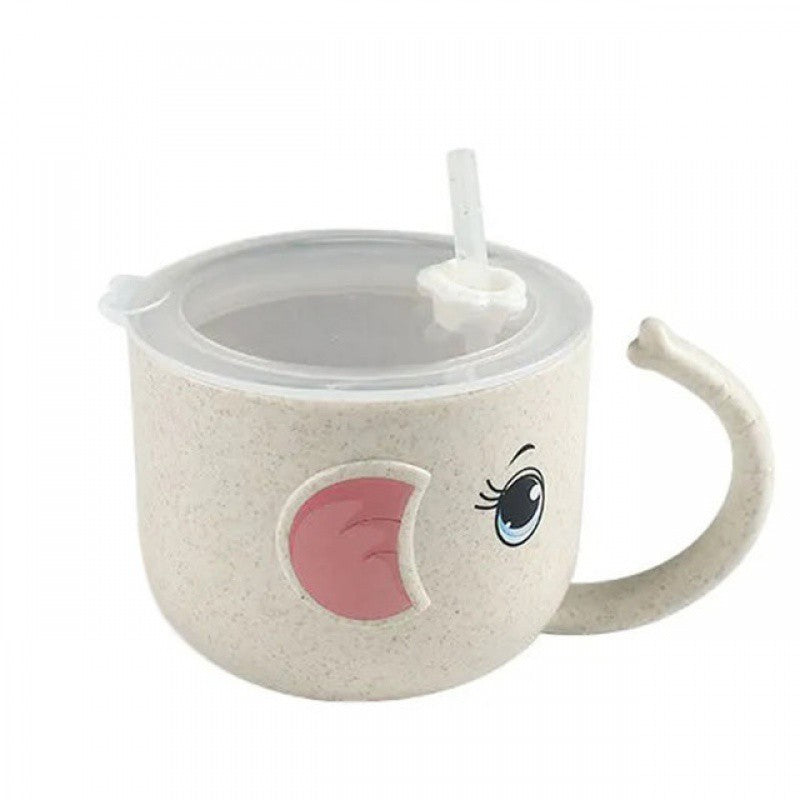 Kinder Becher aus Silikon mit Strohhalm