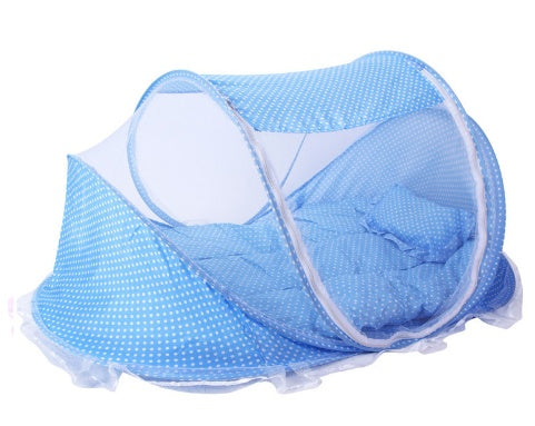 Faltbares Babybettnetz mit Kissen