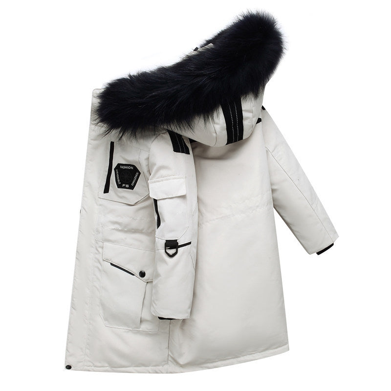 Kinder Daunenjacke mit Kunstpelz Kapuze