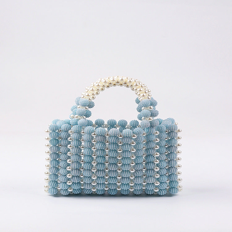 Handgewebte, quadratische Waxberry-Tasche mit Perlen im Special-Interest-Design