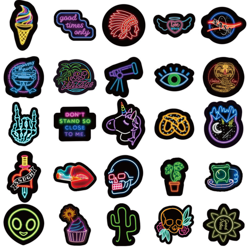 50 Neon Graffiti Aufkleber