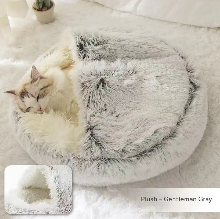 Flauschiges 2 in 1 Hunde- und Katzenbett