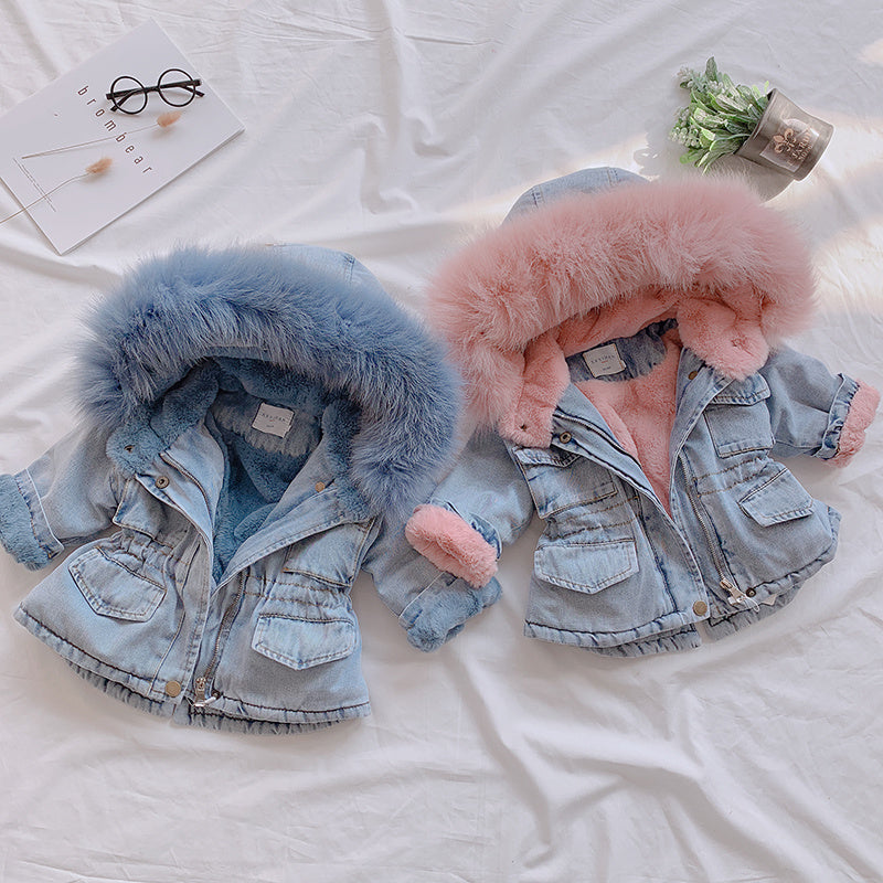 Mädchen Kinder Pelz Jacke