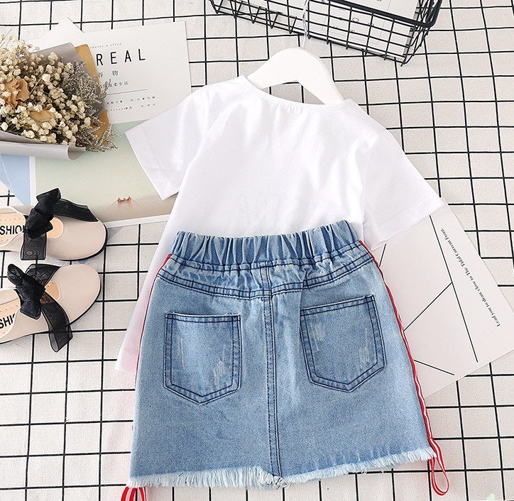 Jeansrock 2-teilige Mädchenanzüge