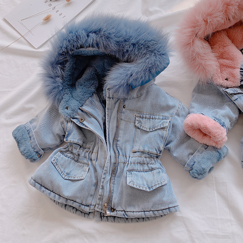 Mädchen Kinder Pelz Jacke