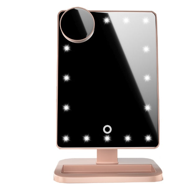 Touchscreen-Schminkspiegel mit 20 LED-Lichtern, Bluetooth-Musiklautsprecher