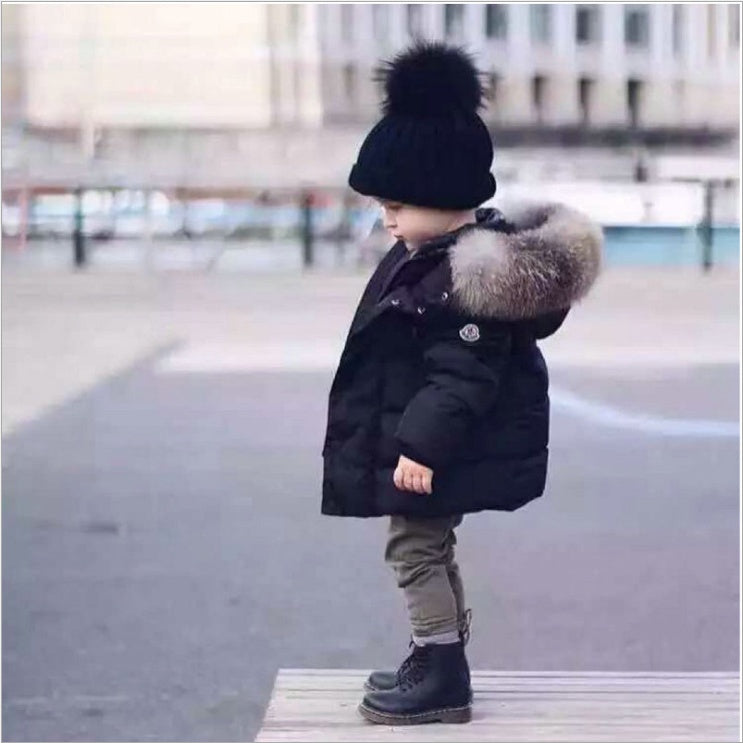 Kinder Winterjacke mit Pelz Kapuze