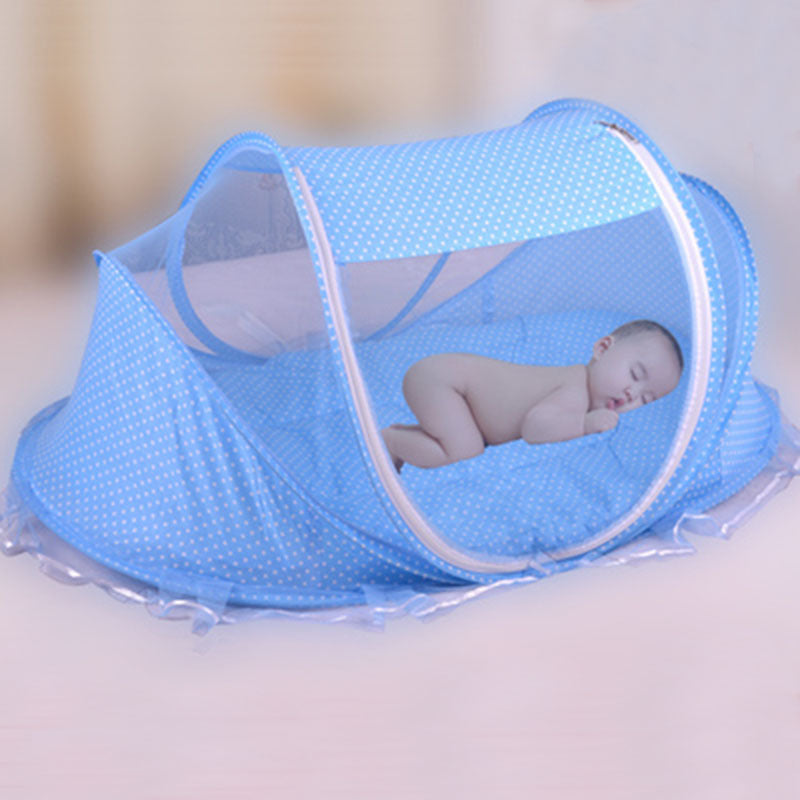 Faltbares Babybettnetz mit Kissen