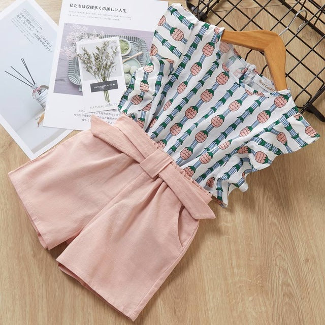 Mädchen Kinder T-Shirt und Shorts Anzug