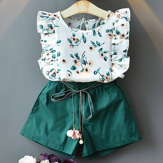 Mädchen Kinder T-Shirt und Shorts Anzug