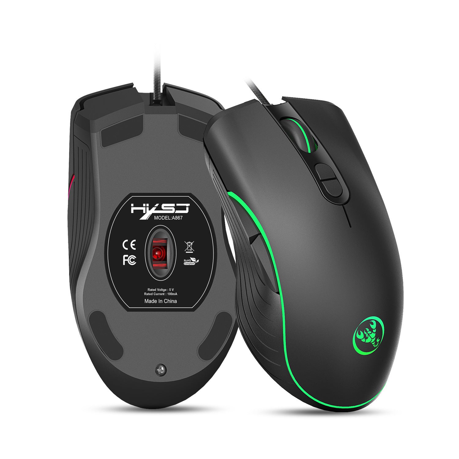 Leuchtende Gaming-Maus mit Kabel