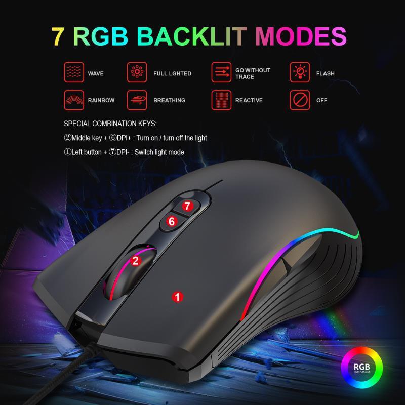 Leuchtende Gaming-Maus mit Kabel