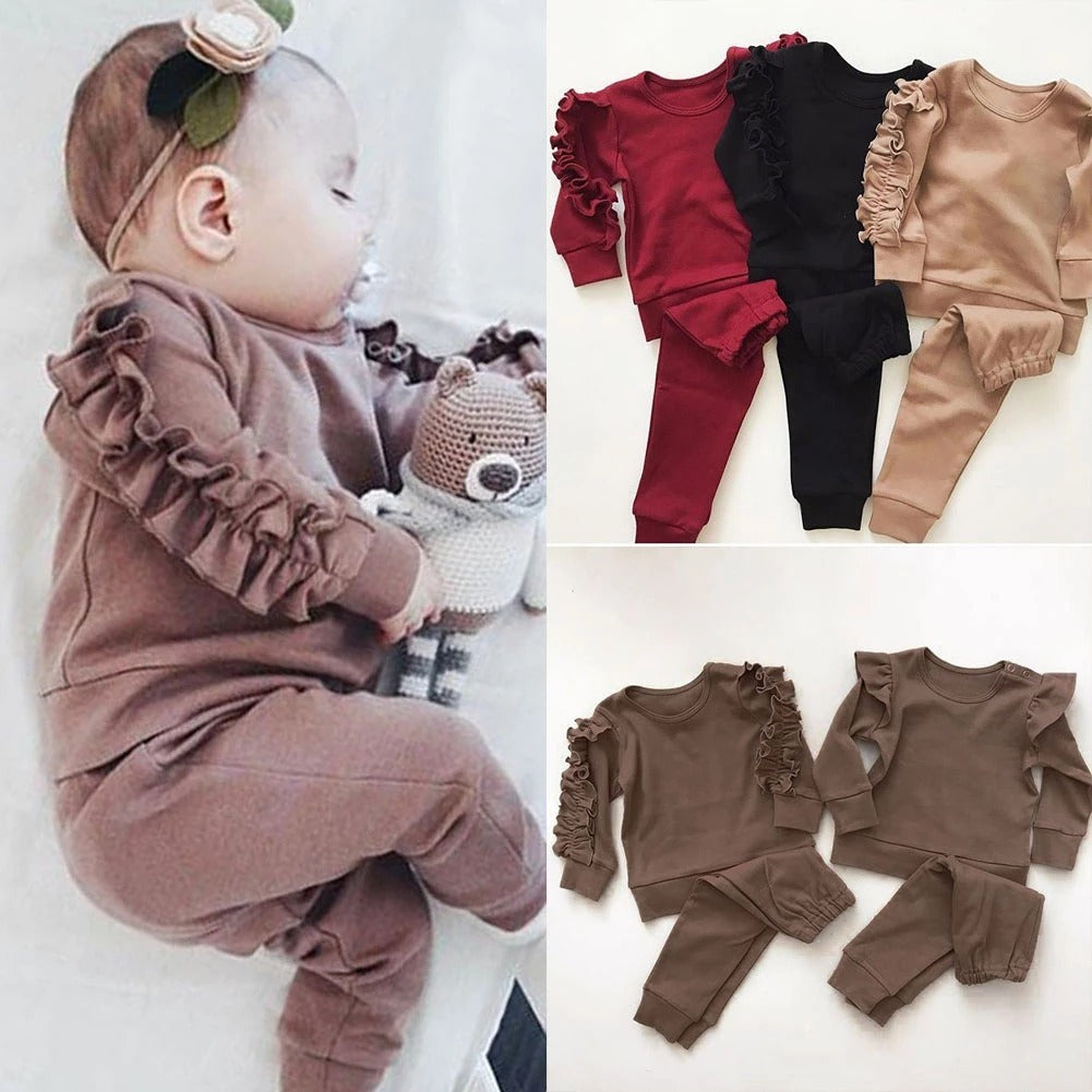 Rüschen Pullover mit Hose für Babys aus Baumwolle