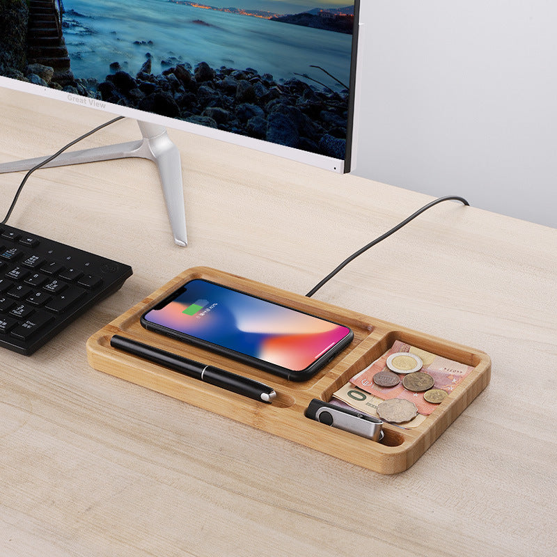 Kabellose Handy Ladestation aus Bambus Holz