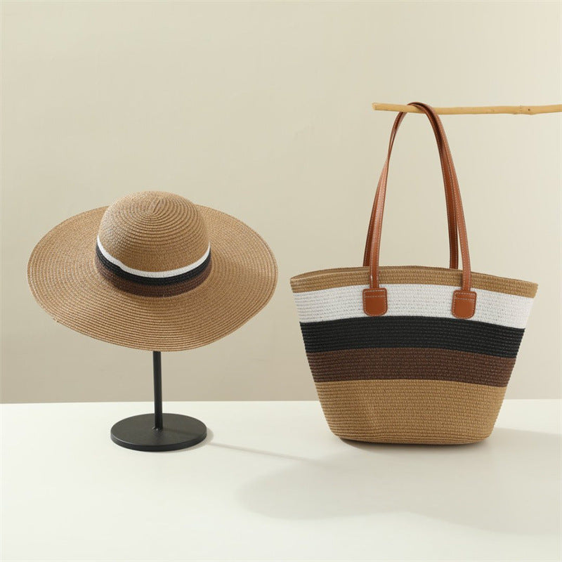 Strand Sonnenhut und Strandtasche Set