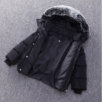 Kinder Winterjacke mit Pelz Kapuze