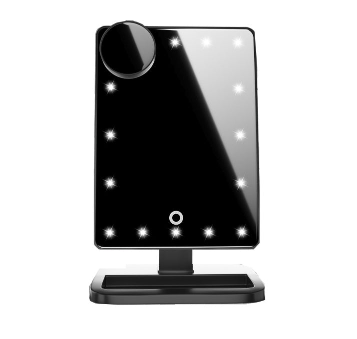 Touchscreen-Schminkspiegel mit 20 LED-Lichtern, Bluetooth-Musiklautsprecher