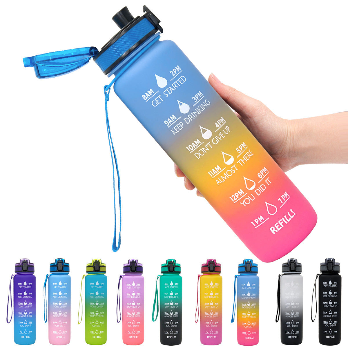 1L Tritan-Wasserflasche mit Zeitmarkierung