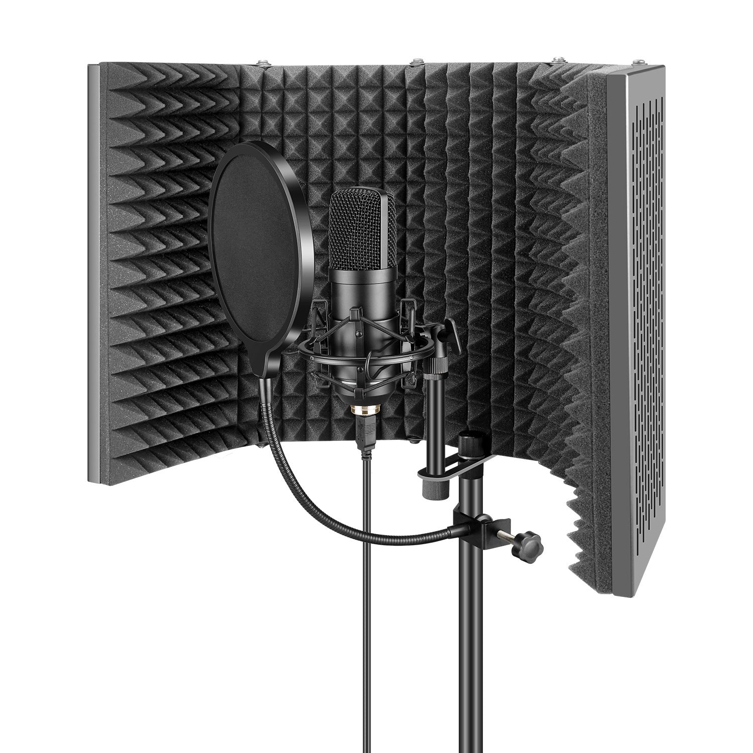 5 Panel faltbare Studio Mikrofon Isolation Shield Aufnahme Schallabsorber Schaumplatte