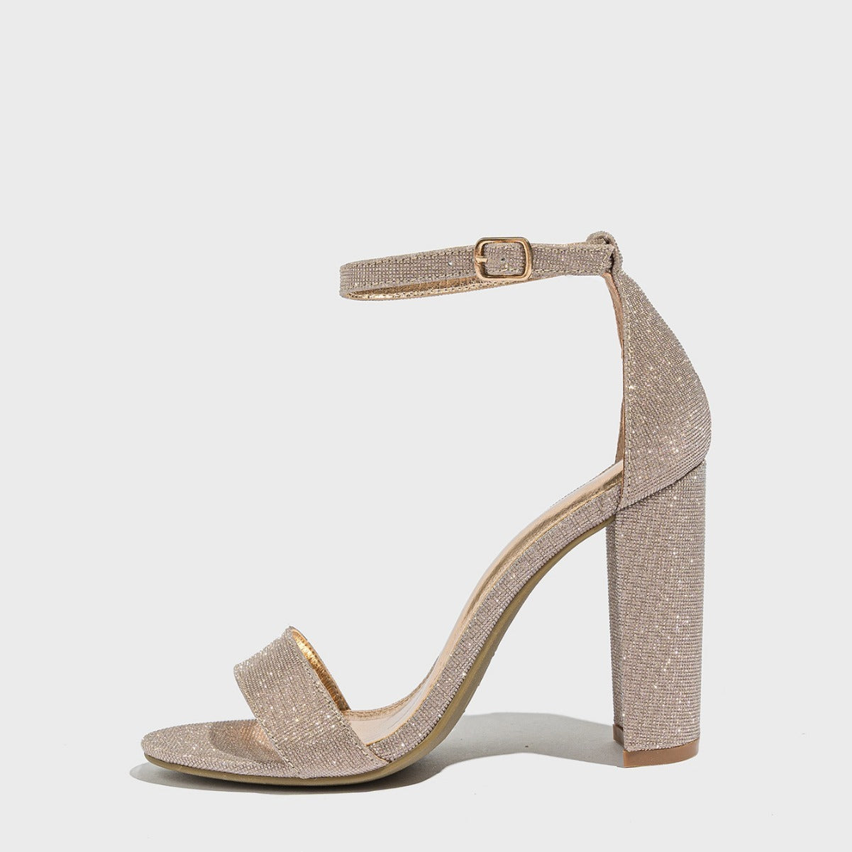 Glitzer Sandalen mit klobigem Absatz