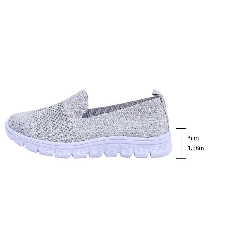 Atmungsaktive, flache, einfarbige Freizeitschuhe aus Mesh für Damen