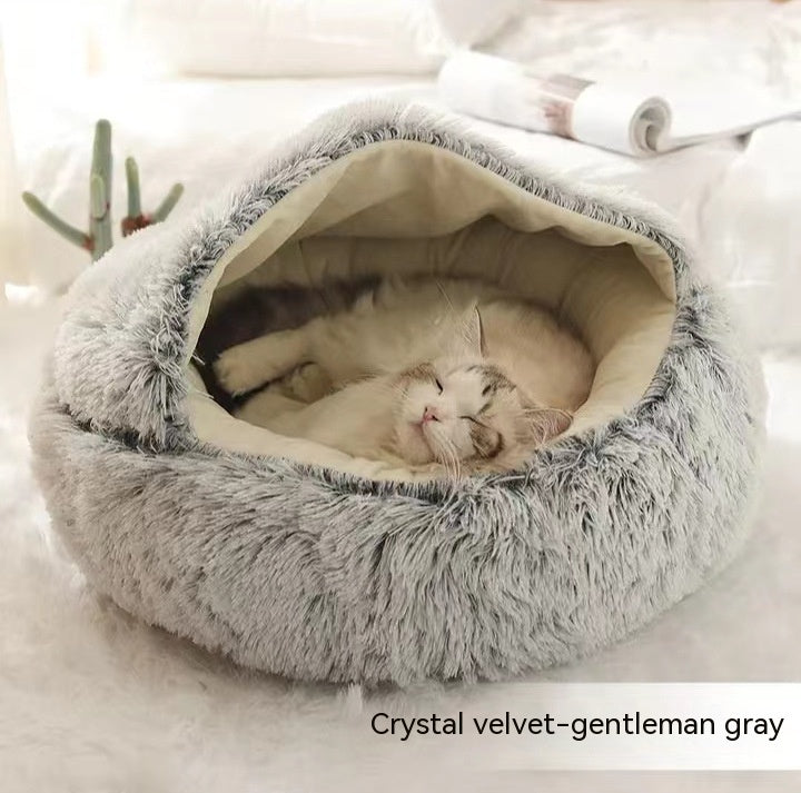 Flauschiges 2 in 1 Hunde- und Katzenbett