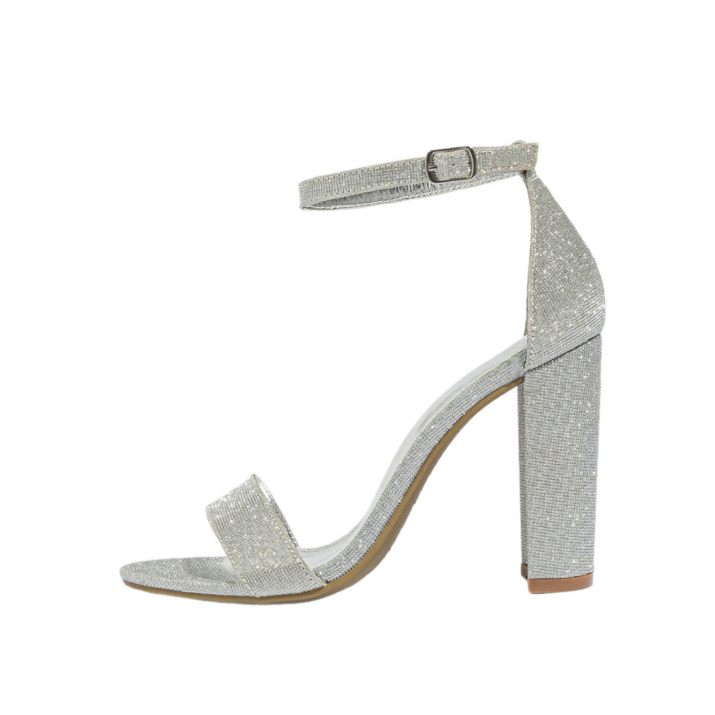 Glitzer Sandalen mit klobigem Absatz