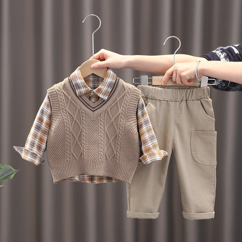 Jungen Pullover Weste Drei-teiliges Set