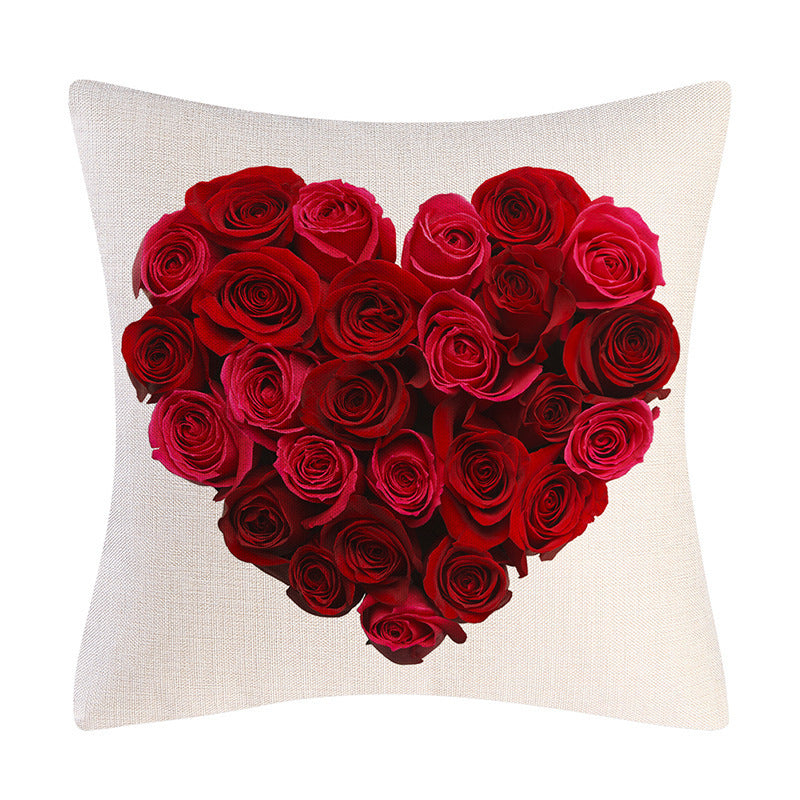 Valentinstag Leinen Kissenbezug