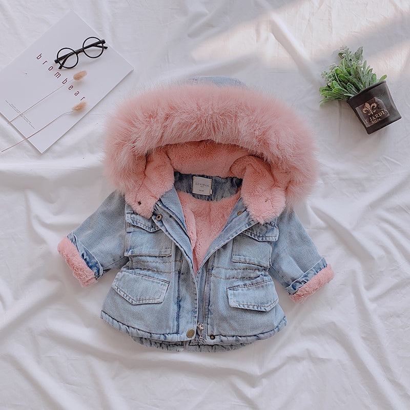 Mädchen Kinder Pelz Jacke