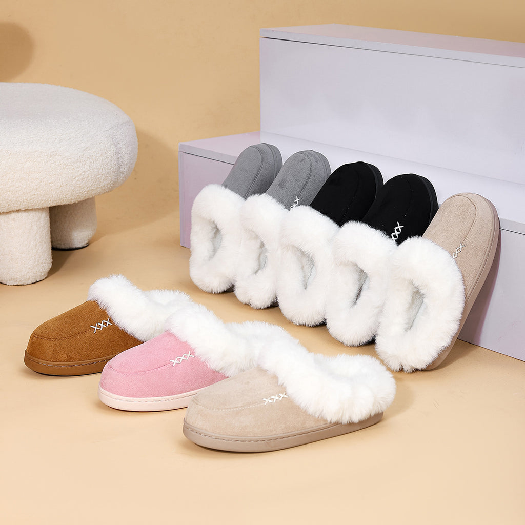 Flauschige, warme, rutschfeste Baumwollhausschuhe für Zuhause