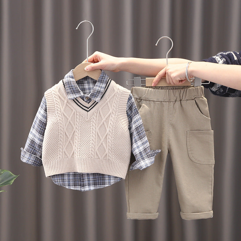 Jungen Pullover Weste Drei-teiliges Set
