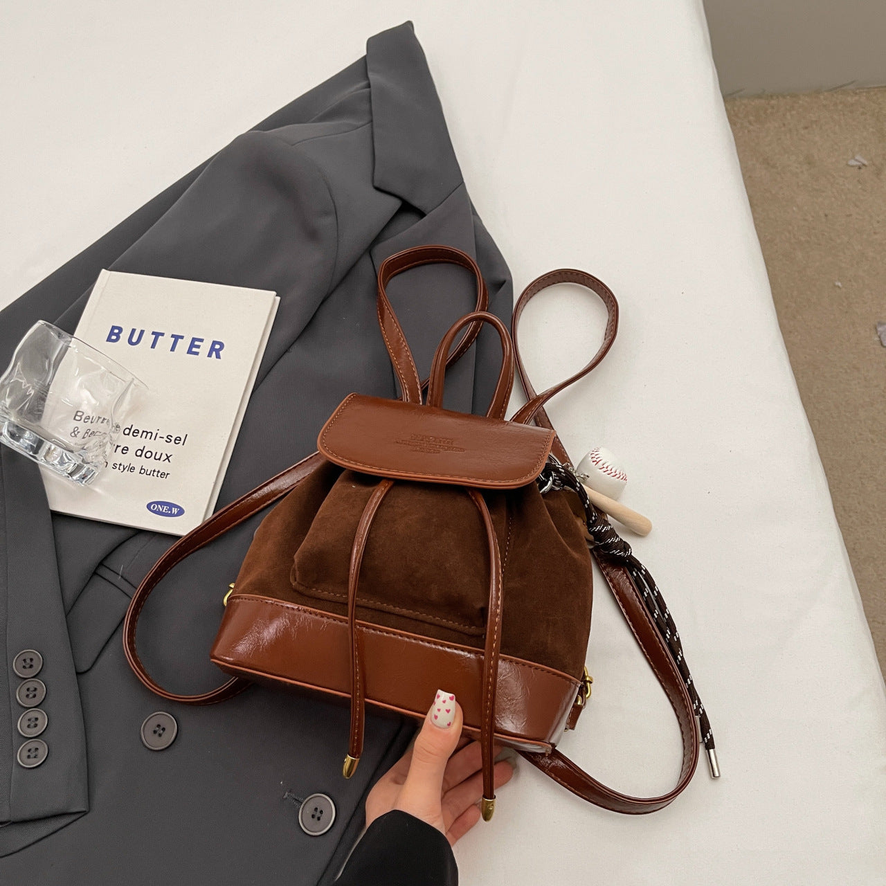 Kleine Wildleder Damen Rucksack