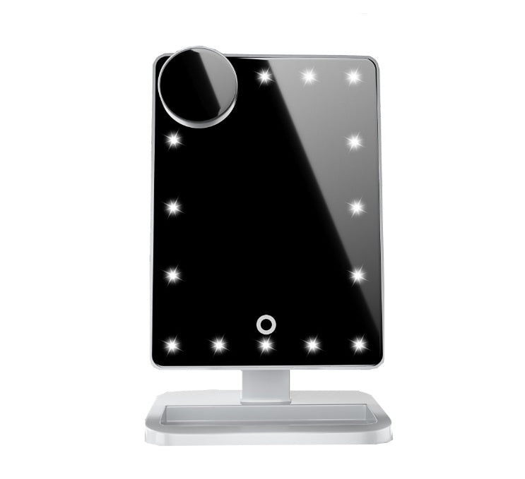 Touchscreen-Schminkspiegel mit 20 LED-Lichtern, Bluetooth-Musiklautsprecher