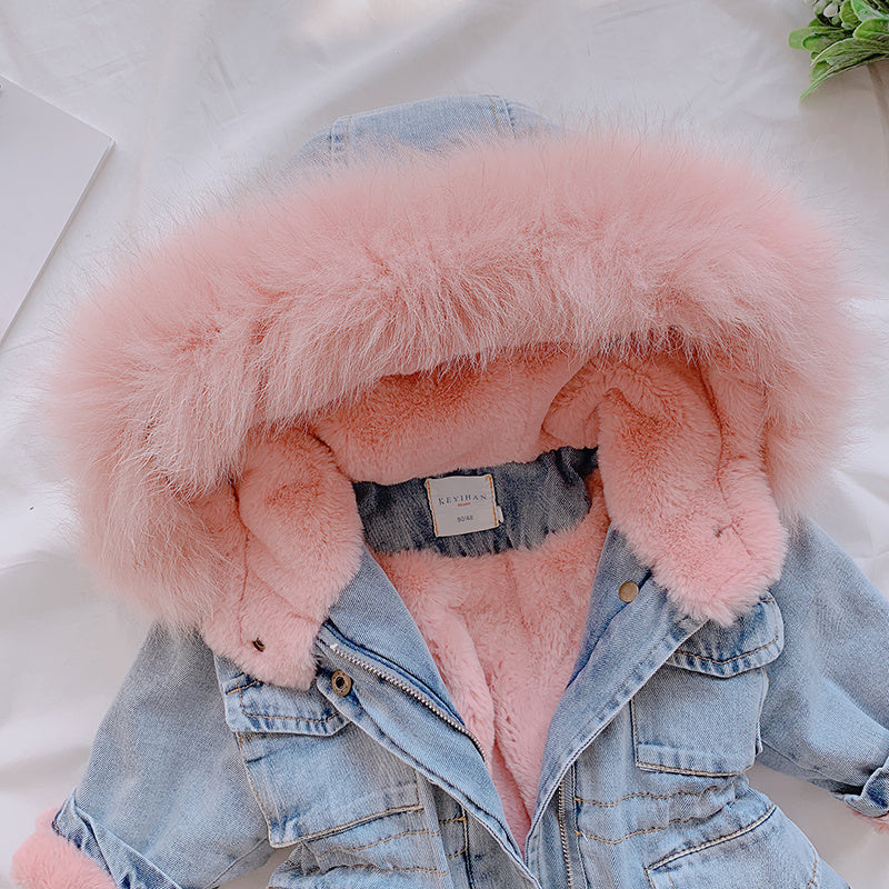 Mädchen Kinder Pelz Jacke