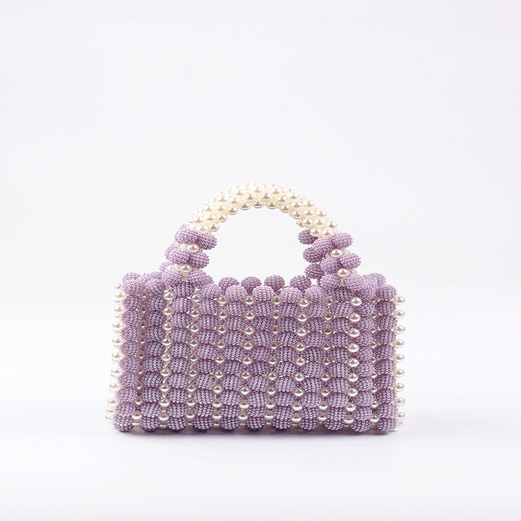 Handgewebte, quadratische Waxberry-Tasche mit Perlen im Special-Interest-Design