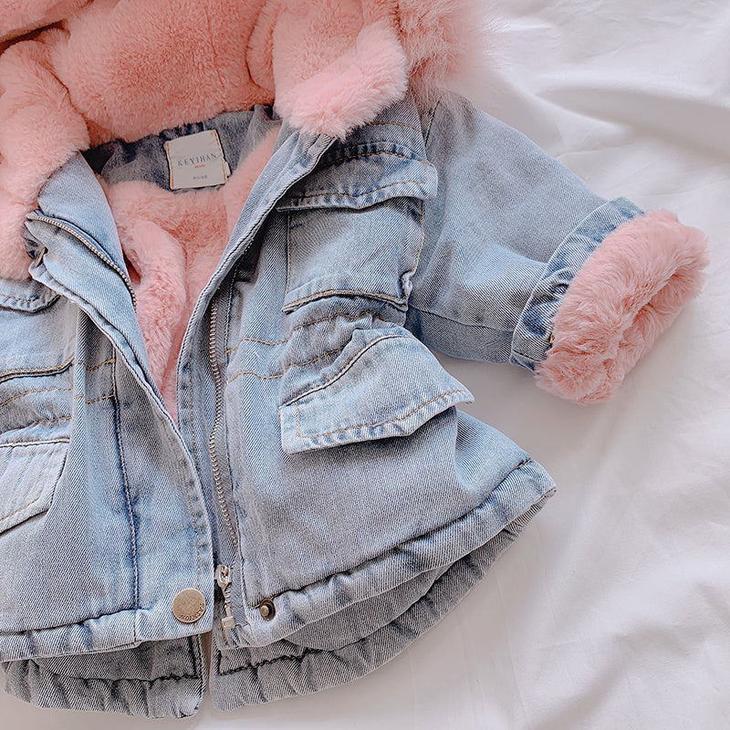 Mädchen Kinder Pelz Jacke