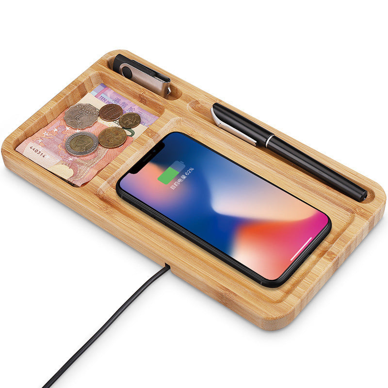 Kabellose Handy Ladestation aus Bambus Holz