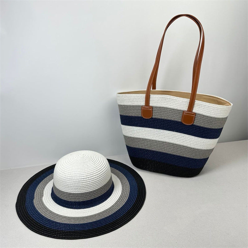 Strand Sonnenhut und Strandtasche Set