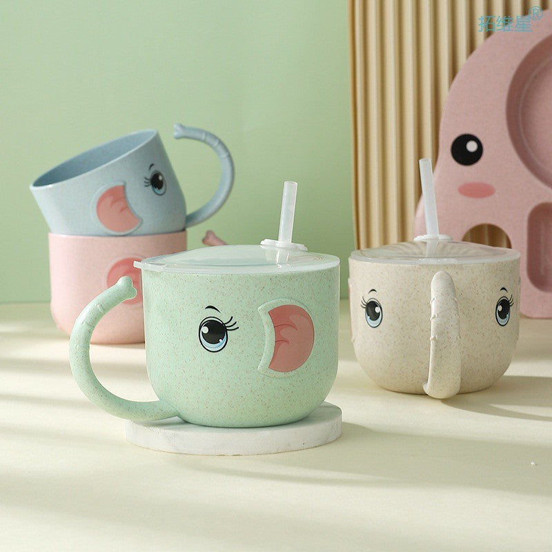 Kinder Becher aus Silikon mit Strohhalm