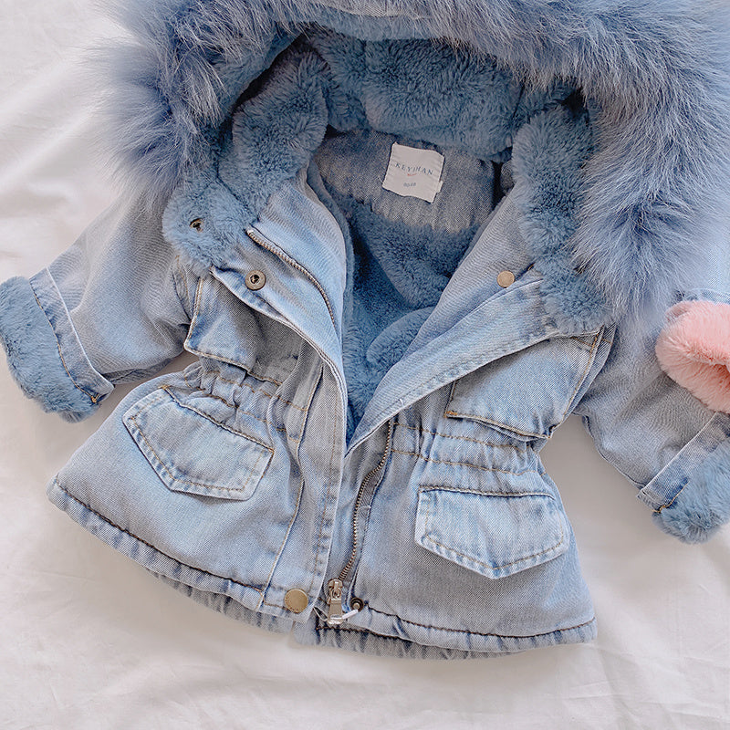 Mädchen Kinder Pelz Jacke