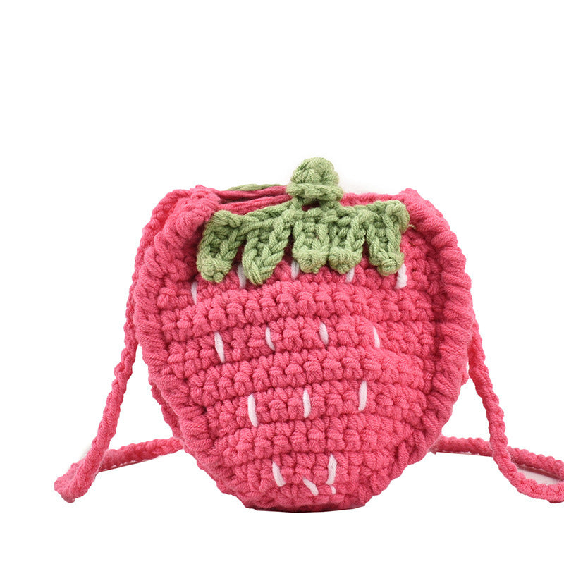 Handgemachte gestrickte Süsse Erdbeer-Umhängetasche