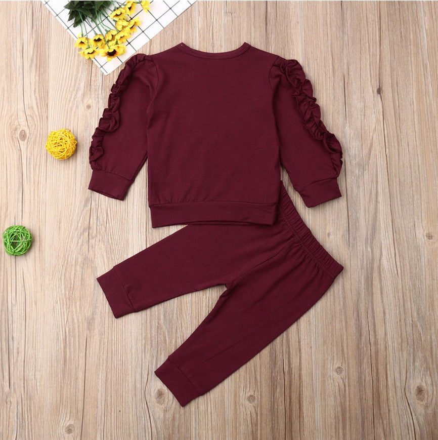 Rüschen Pullover mit Hose für Babys aus Baumwolle