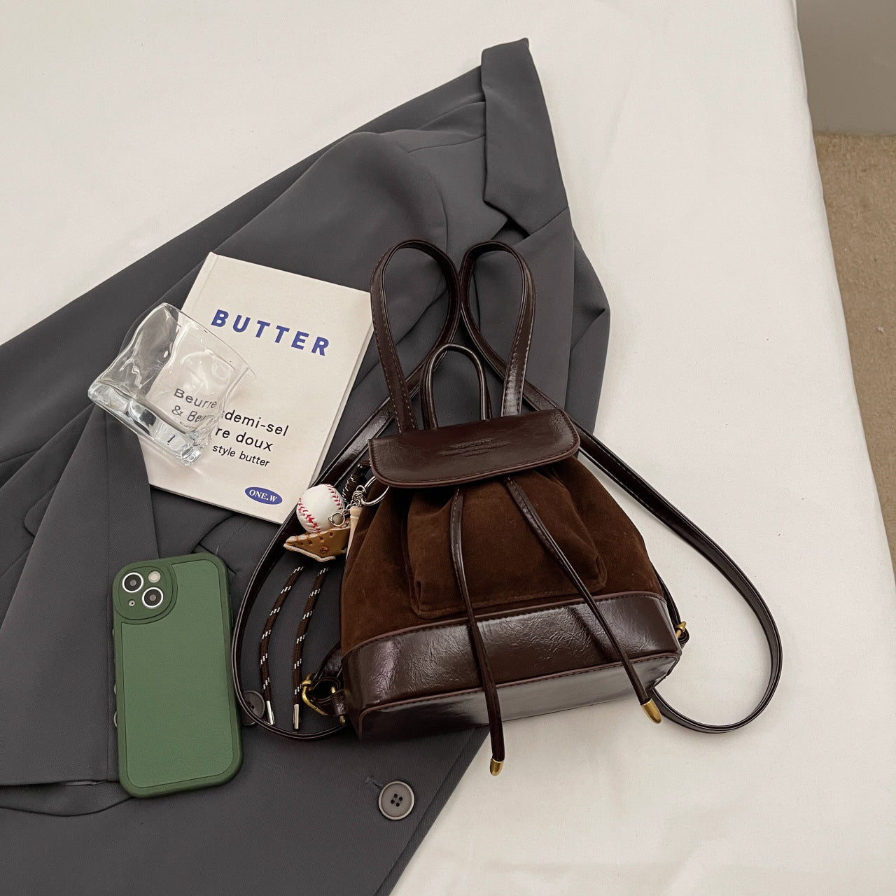 Kleine Wildleder Damen Rucksack