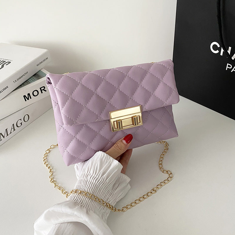 Damen-Tasche mit Drehverschluss und Diamant-Plaid-Stickerei