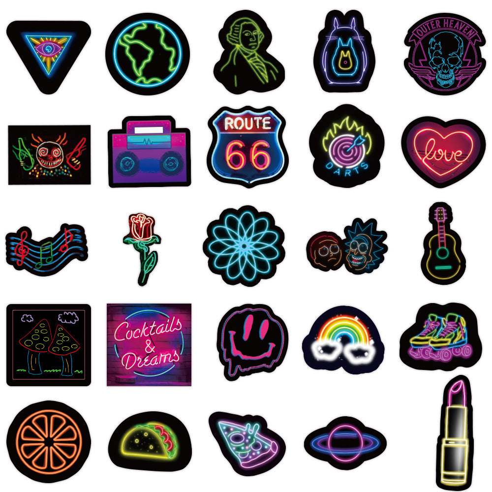 50 Neon Graffiti Aufkleber