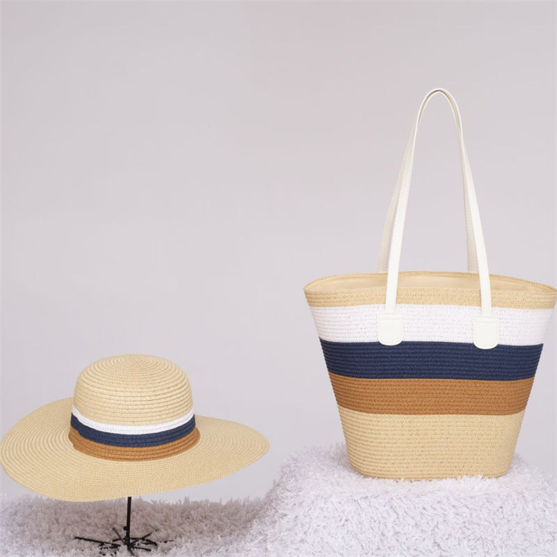Strand Sonnenhut und Strandtasche Set