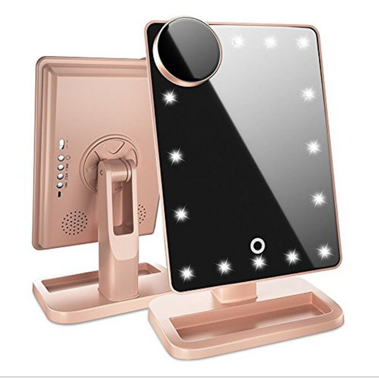 Touchscreen-Schminkspiegel mit 20 LED-Lichtern, Bluetooth-Musiklautsprecher