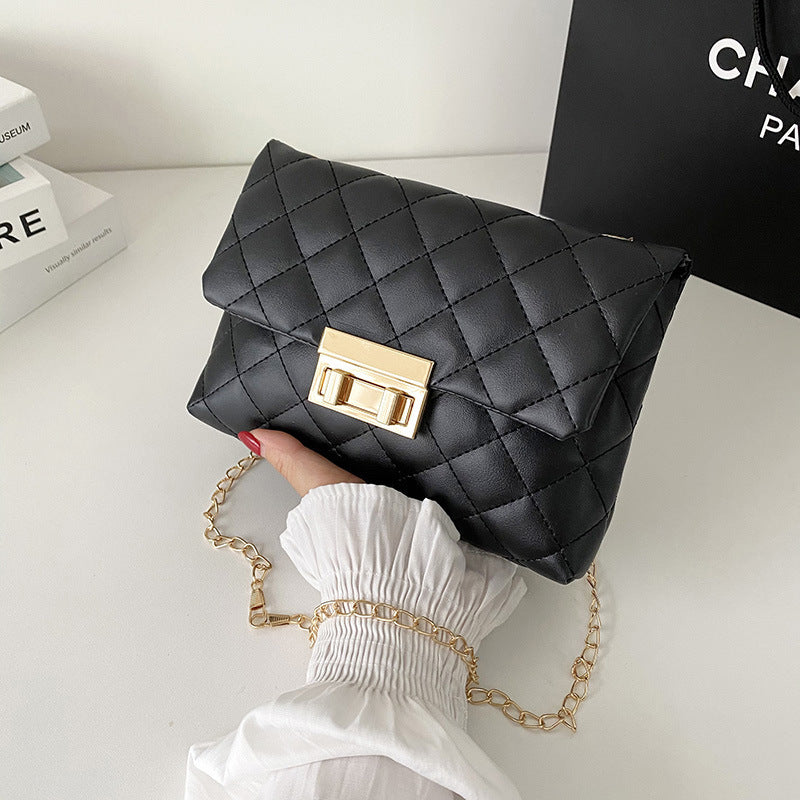 Damen-Tasche mit Drehverschluss und Diamant-Plaid-Stickerei