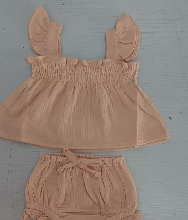 Einfarbiger Hotpants-Anzug mit Sling-Top für Mädchen